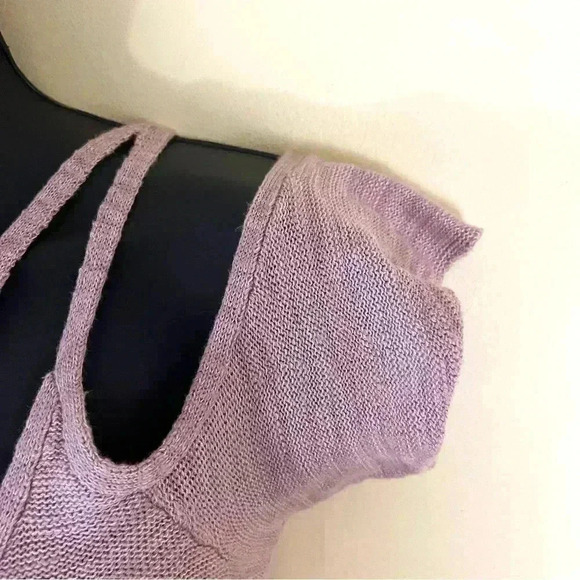 American Eagle Pink Heathered Cold Shoulder Fit And Flare Cropped Top Size XS - Picture 4 of 9